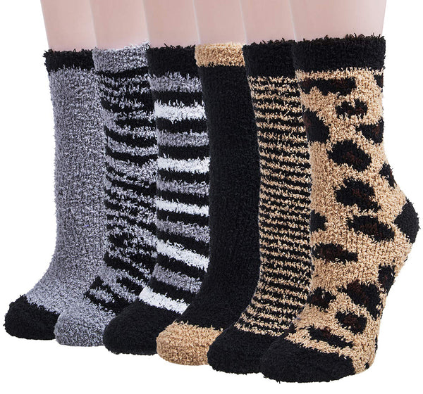 Womens Winter Warm Fuzzy Cozy Fluffy Soft Slipper Socks Gifts 6 Pairs