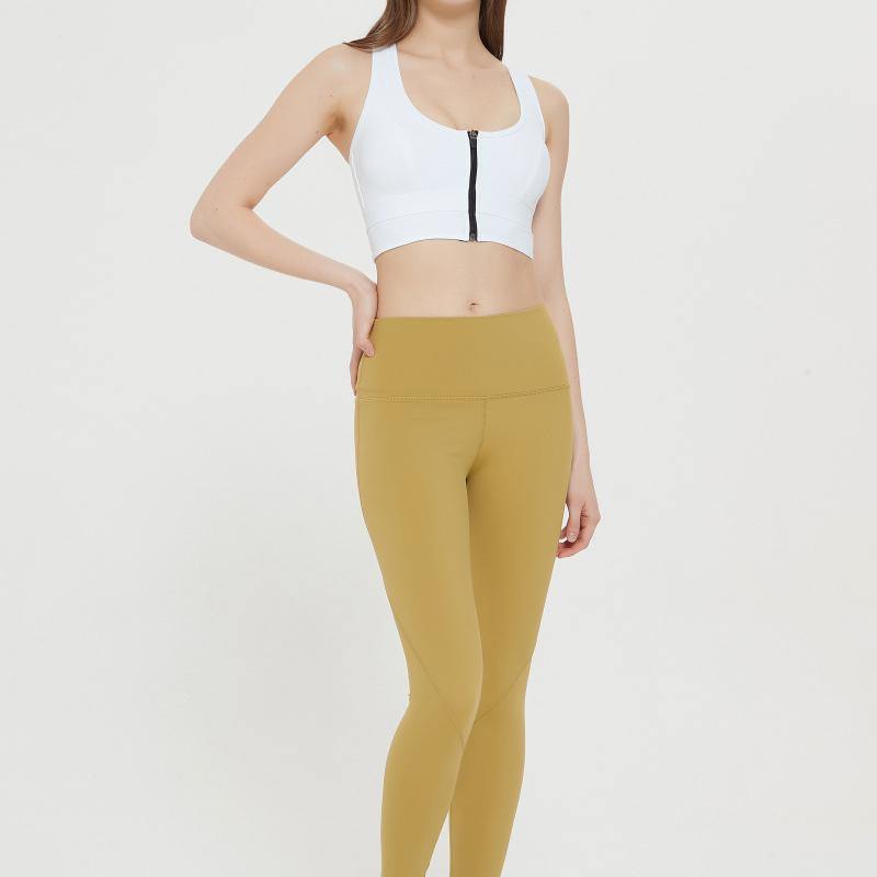 Womens Zip Front Sports Bra Wireless Bra Racerback Removable Pads Workout Active Yoga Sports Bra - CHALIER