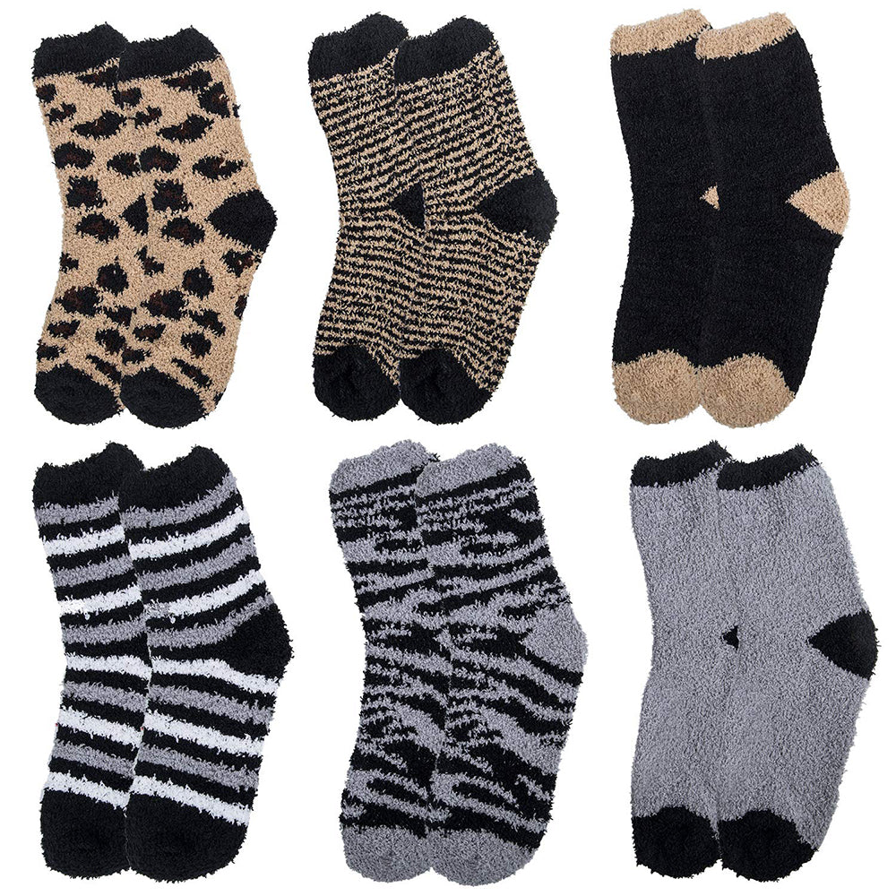 Womens Winter Warm Fuzzy Cozy Fluffy Soft Slipper Socks Gifts 6 Pairs