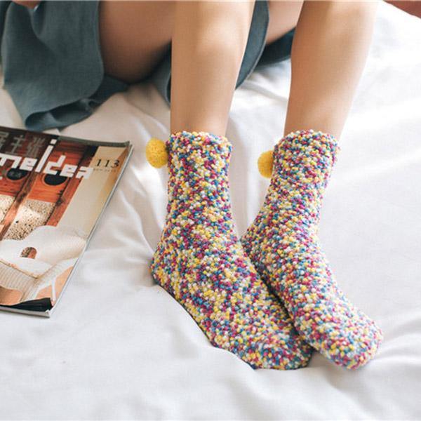 Womens Warm Winter Slipper Wool Socks Cup Cake Gift Box Family Socks - CHALIER
