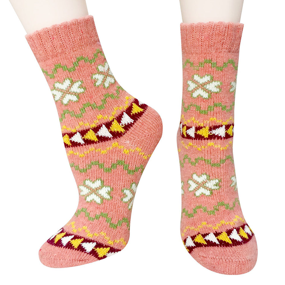 Womens Winter Vintage Style Soft Warm Thick Knit Wool Crew Socks 5 pairs