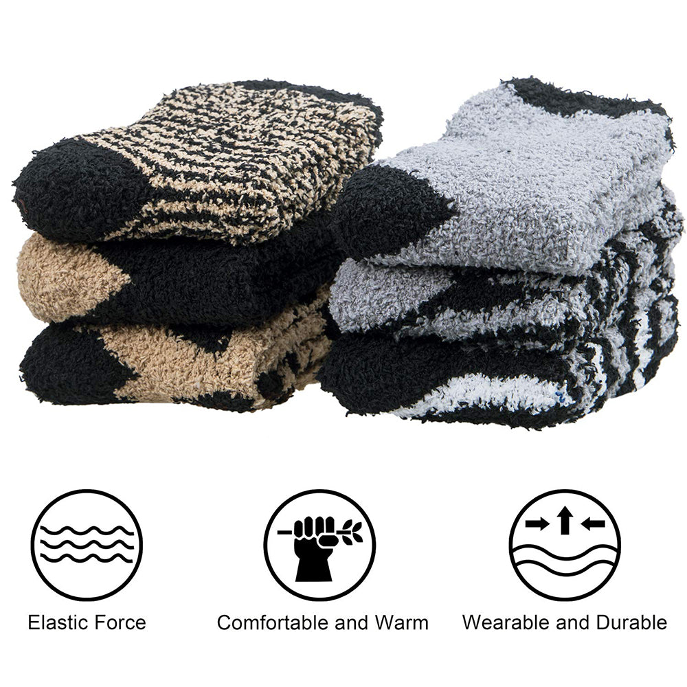 Womens Winter Warm Fuzzy Cozy Fluffy Soft Slipper Socks Gifts 6 Pairs