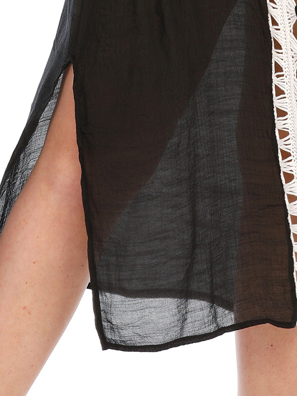 Women's Plus Size Loose Split Maxi Dress V-Neck Beach Smock