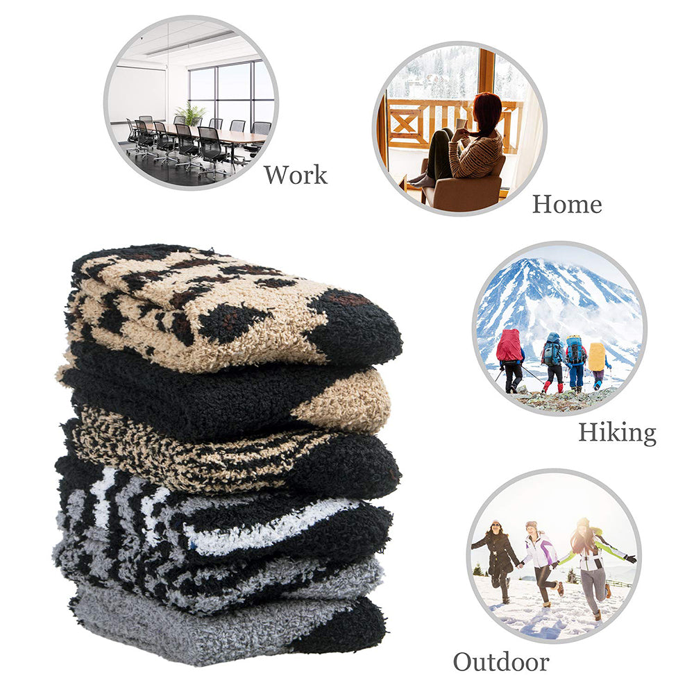 Womens Winter Warm Fuzzy Cozy Fluffy Soft Slipper Socks Gifts 6 Pairs