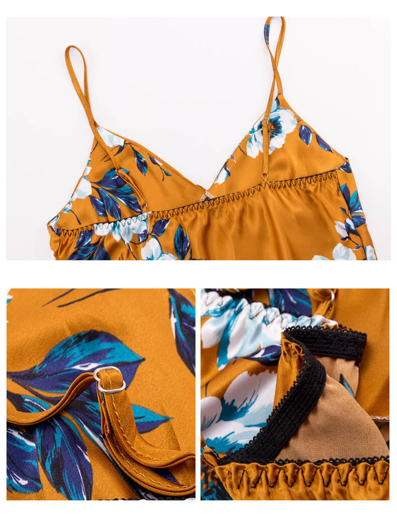 Women's Sexy Chemise with Robe 2 Pcs Satin Sleepwear Set Loungewear