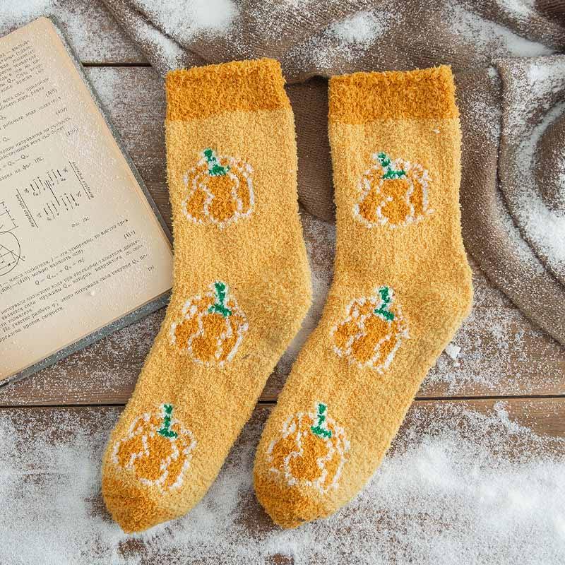 Womens Winter Warm Fuzzy Wool Slipper Socks Set Funny Cute Vegetables Series Set 5 Pairs - CHALIER