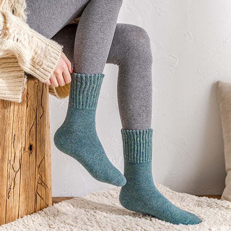 Womens Thickened Wool Winter Crew Socks 5 Pairs