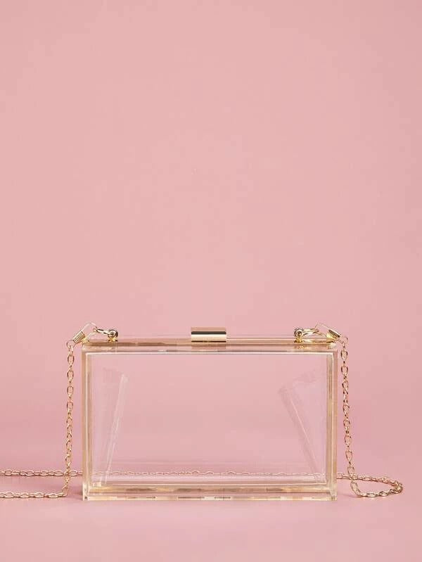 Women Transparent Chain Clutch Bag