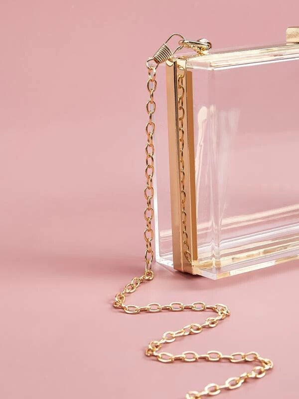 Women Transparent Chain Clutch Bag