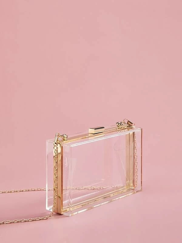 Women Transparent Chain Clutch Bag