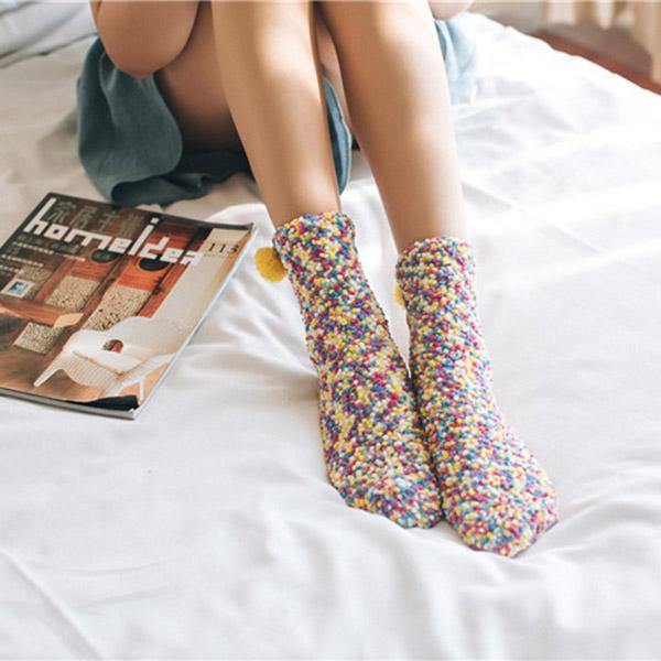 Womens Warm Winter Slipper Wool Socks Cup Cake Gift Box Family Socks - CHALIER