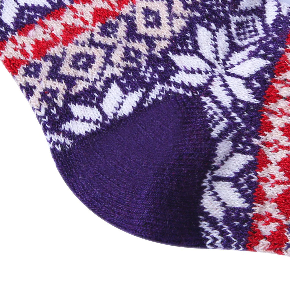 Womens Winter Vintage Style Warm Soft Knit Thick Wool Crew Socks 5 pairs