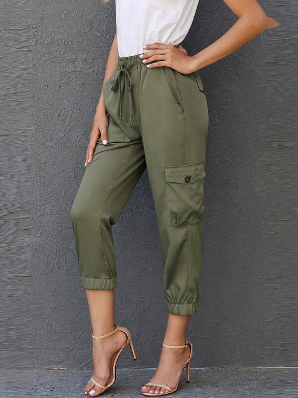 Chalier Sky Blue Drawstring Cargo Pocketed Joggers - CHALIER