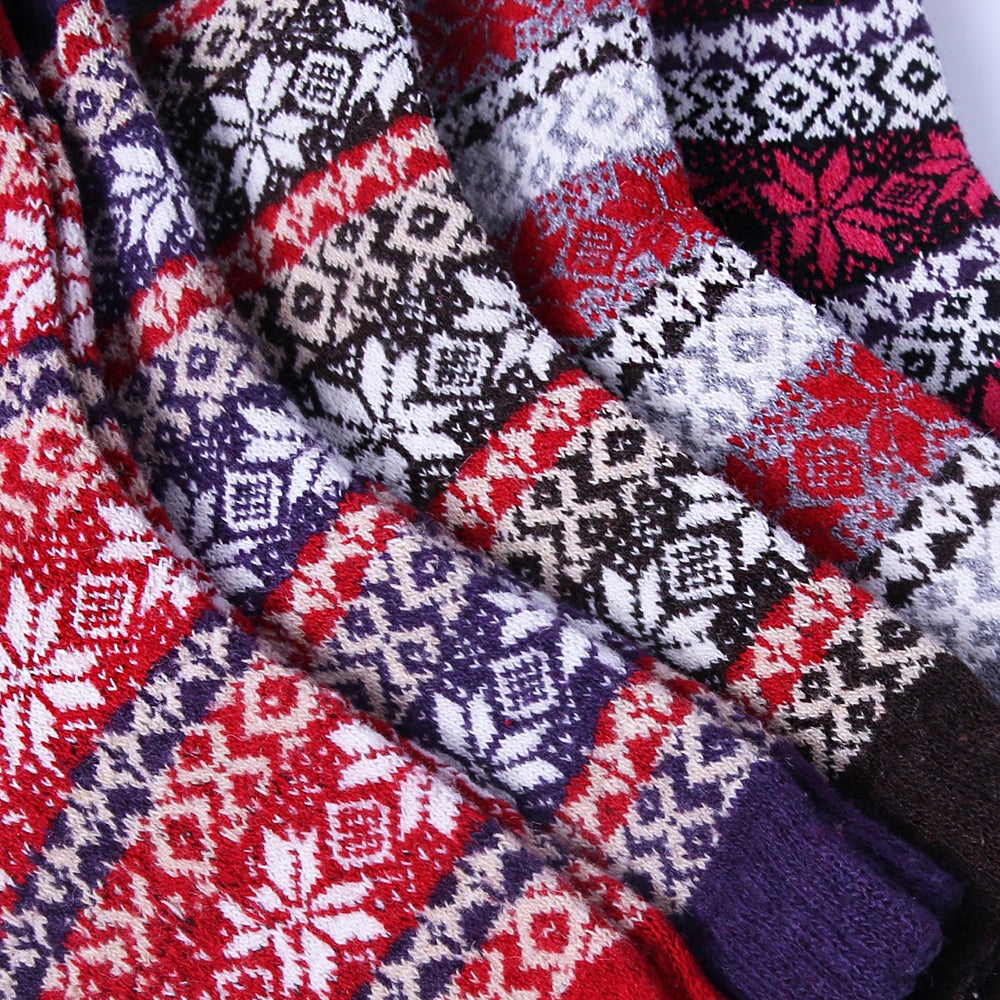 Womens Winter Vintage Style Warm Soft Knit Thick Wool Crew Socks 5 pairs