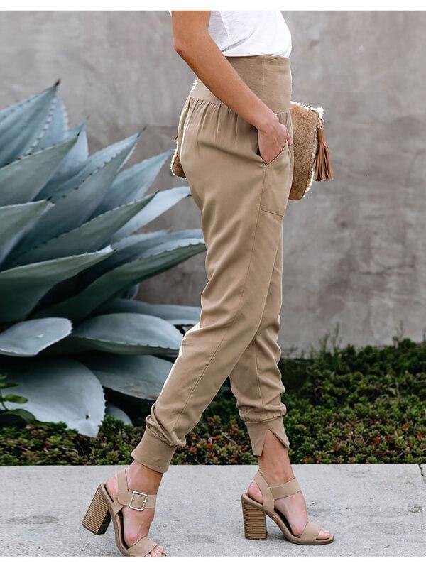 Chalier Pocketed Cotton Solid Casual Joggers - CHALIER