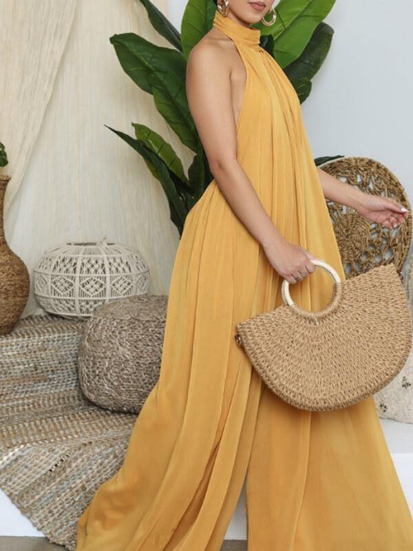 Women Casual Chiffon Loose Backless Jumpsuits - CHALIER