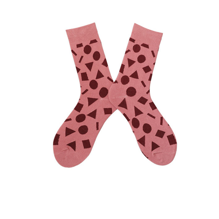 Chalier Mens Casual Cartoon Geometry Cotton Socks