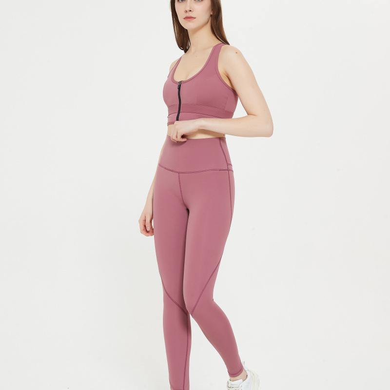 Womens Zip Front Sports Bra Wireless Bra Racerback Removable Pads Workout Active Yoga Sports Bra - CHALIER