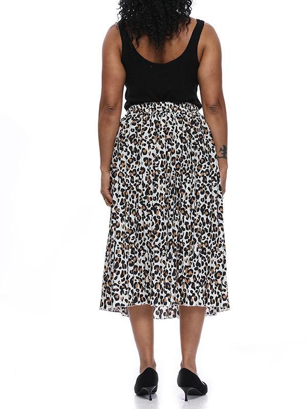 Women's Printed Chiffon Pleated Skirt Plus Size Midi Skirts - CHALIER