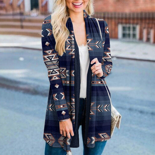 Women Geometric Printed Knitted Cardigan