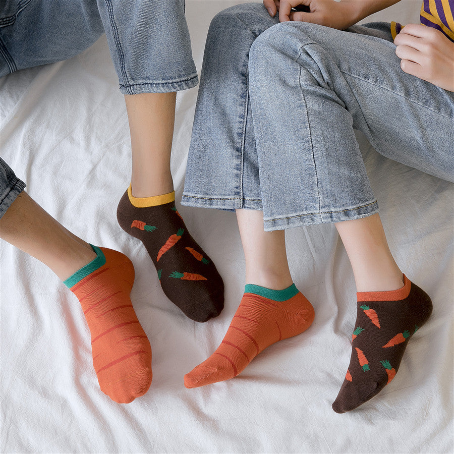 Chalier Mens Casual Ankle Street Hip-hop Red Socks