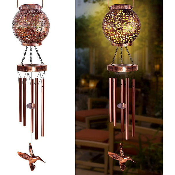 Wind Chimes for Outside Hummingbird Solar Wind Chimes Gifts for Mom Hanging Solar Lantern, Garden Decor Wind Chime for Patio Yard