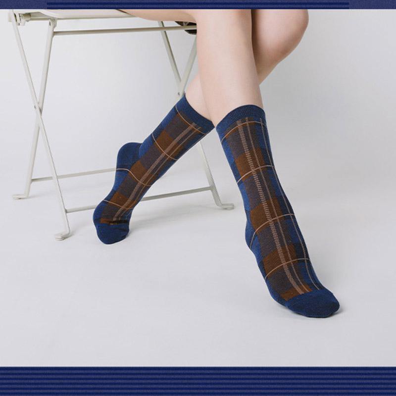 Womens Crew Happy Crazy Vintage Socks British Checkered Pattern Cartoon Sock Set - CHALIER