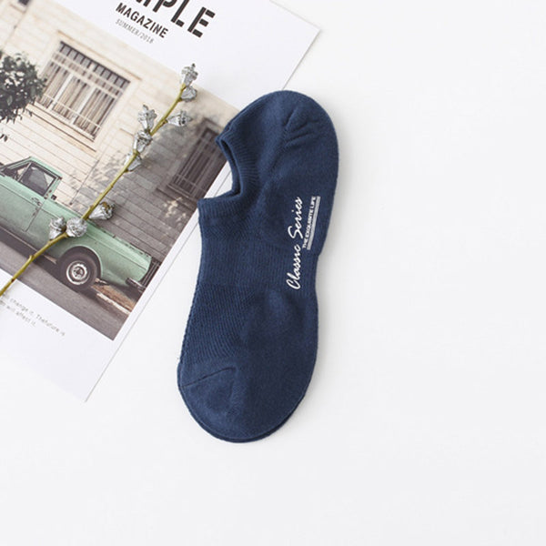 Chalier Men Sports Ankle Socks Mesh Navy Blue Cotton Breathable Socks