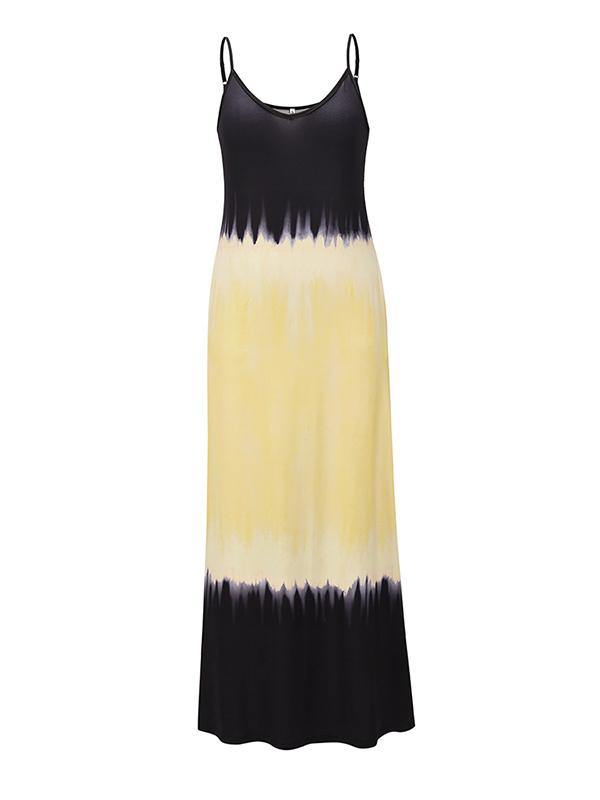 Women's Gradient Color Sleeveless Beach Strap Maxi Dress Holiday - CHALIER