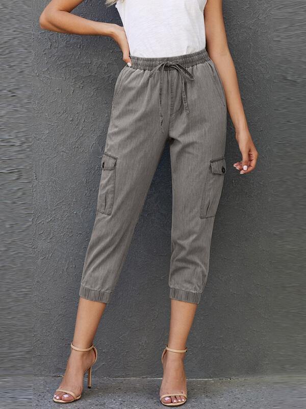 Chalier Sky Blue Drawstring Cargo Pocketed Joggers - CHALIER