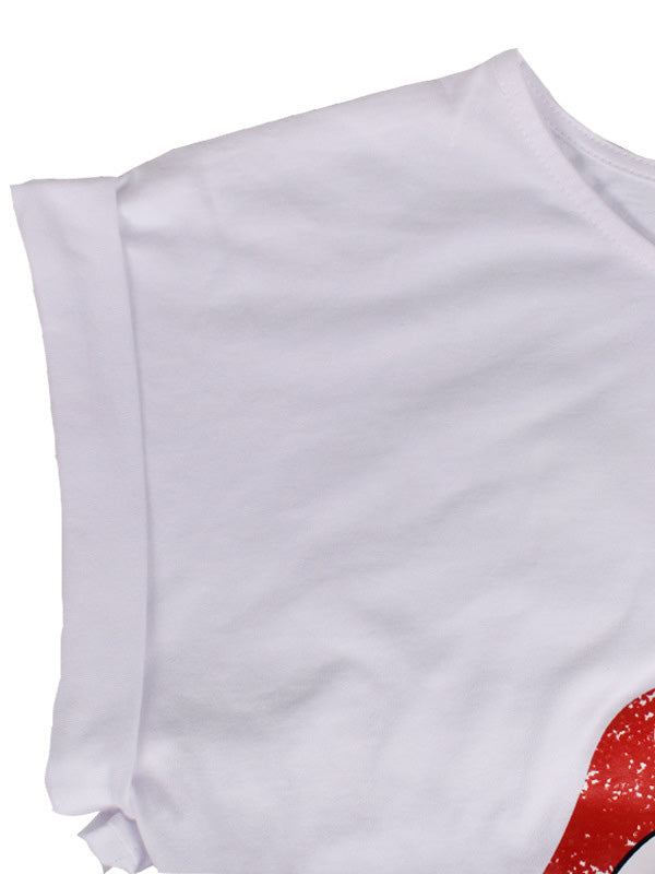 Women's Casual T-Shirt Mini Dress Crew Neck Lips Prints Short Sleeve