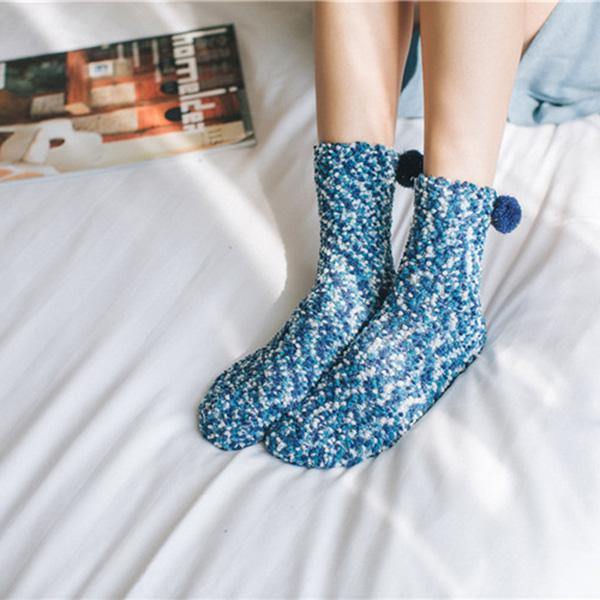 Womens Warm Winter Slipper Wool Socks Cup Cake Gift Box Family Socks - CHALIER