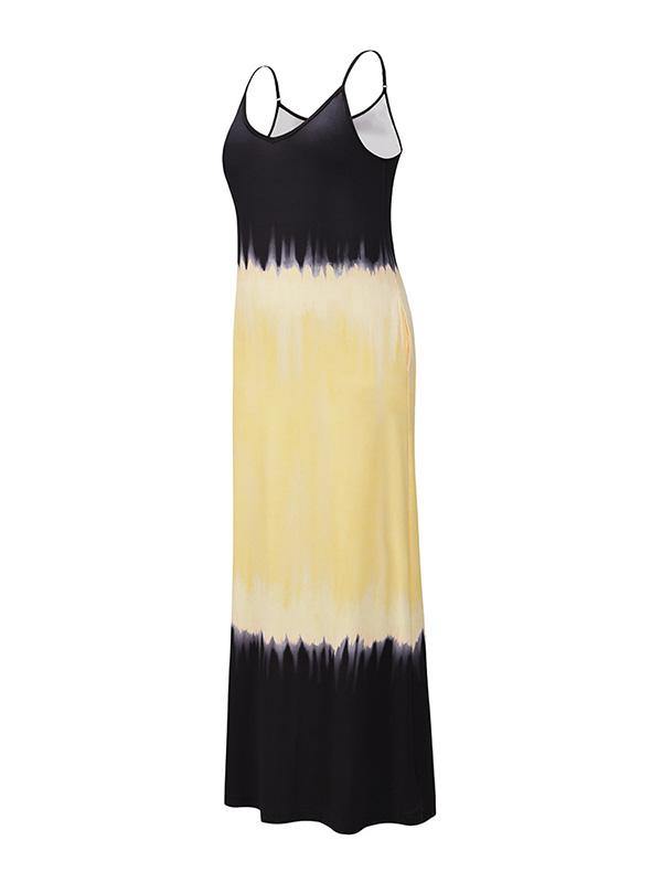 Women's Gradient Color Sleeveless Beach Strap Maxi Dress Holiday - CHALIER