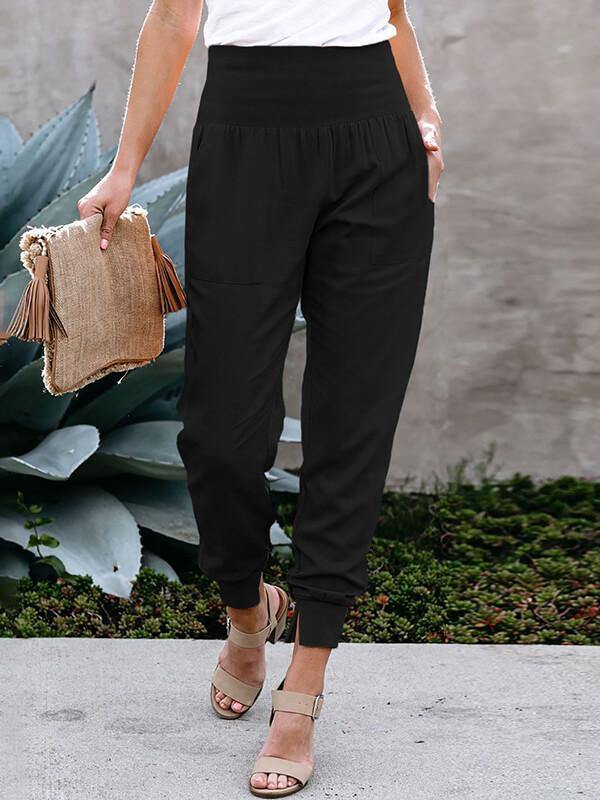 Chalier Pocketed Cotton Solid Casual Joggers - CHALIER