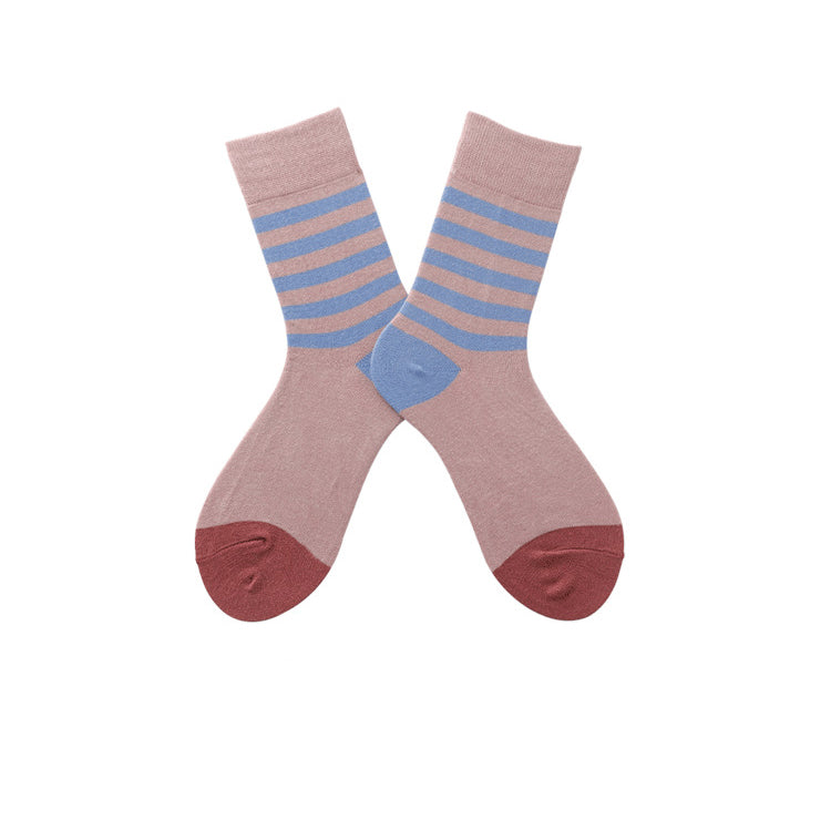 Chalier Mens Casual Cartoon Blue Stripe Cotton Socks