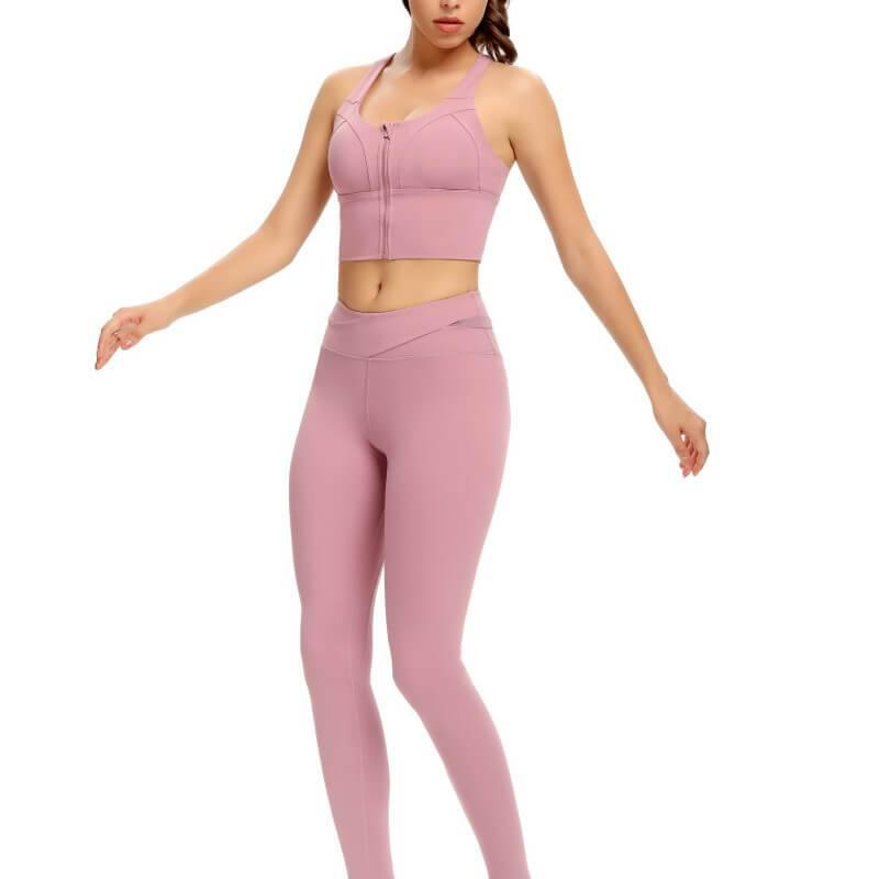 Womens Zip Front Sports Bra Wireless Bra Active Yoga Sports Soft Support Bra - CHALIER