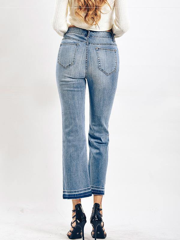 Women's Bell Bottomed Jeans Loose Wide-leg Cropped Trousers - CHALIER