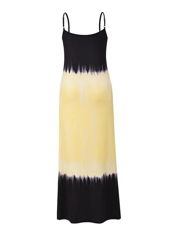 Women's Gradient Color Sleeveless Beach Strap Maxi Dress Holiday - CHALIER