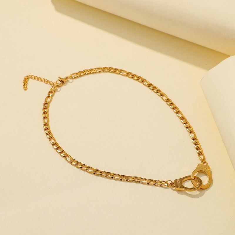 Female Hot Necklaces Women Gold Choker Handcuffs Design Jewelry