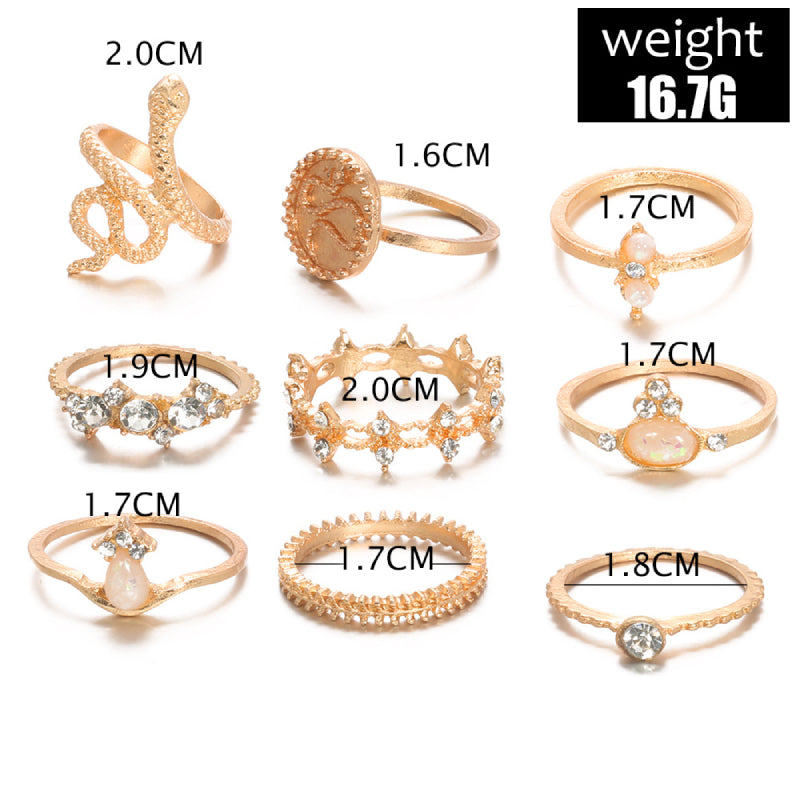 Female Design Hot Rings Gold Snack Woamn Jewelry Set