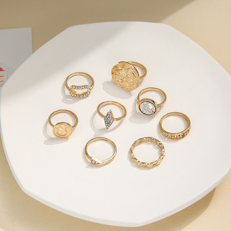 Female Design Rings Gold Fashionable Simple Jewelry Set