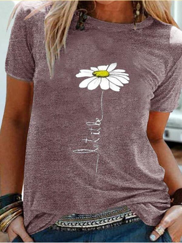 Women Casual Cotton-Blend Floral T-Shirt - CHALIER