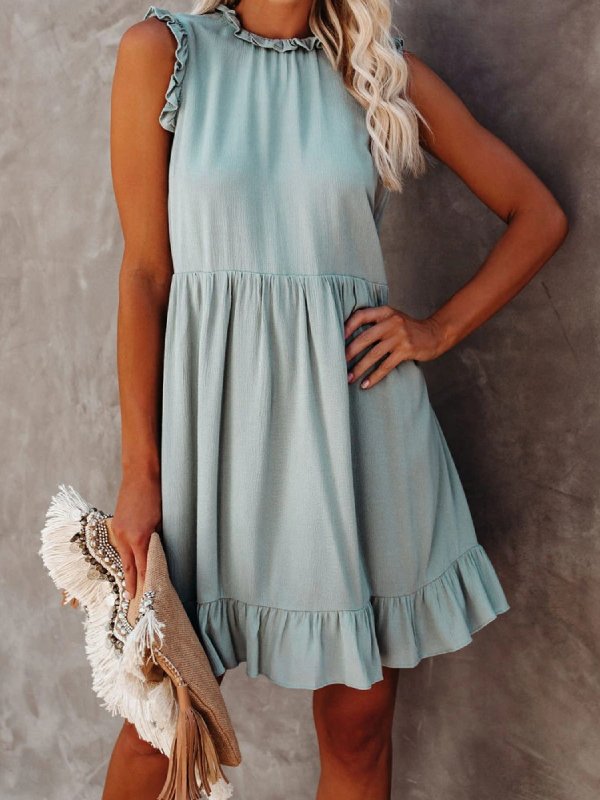 Women's Fashion Dress Falbala Sleeves Dress