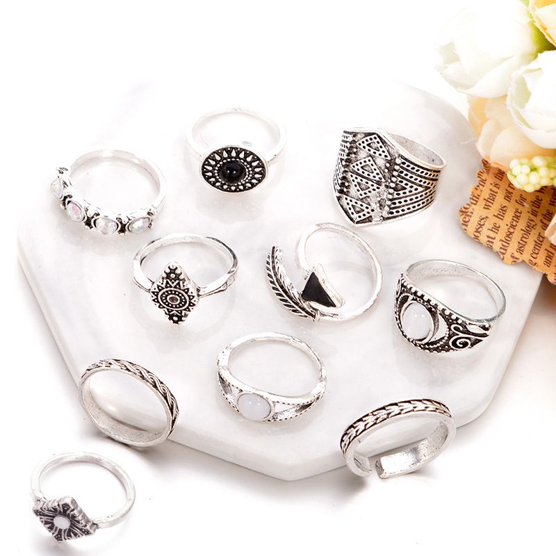 Female Design Silver Rings Woman Hot Bohemia Jewelry Set
