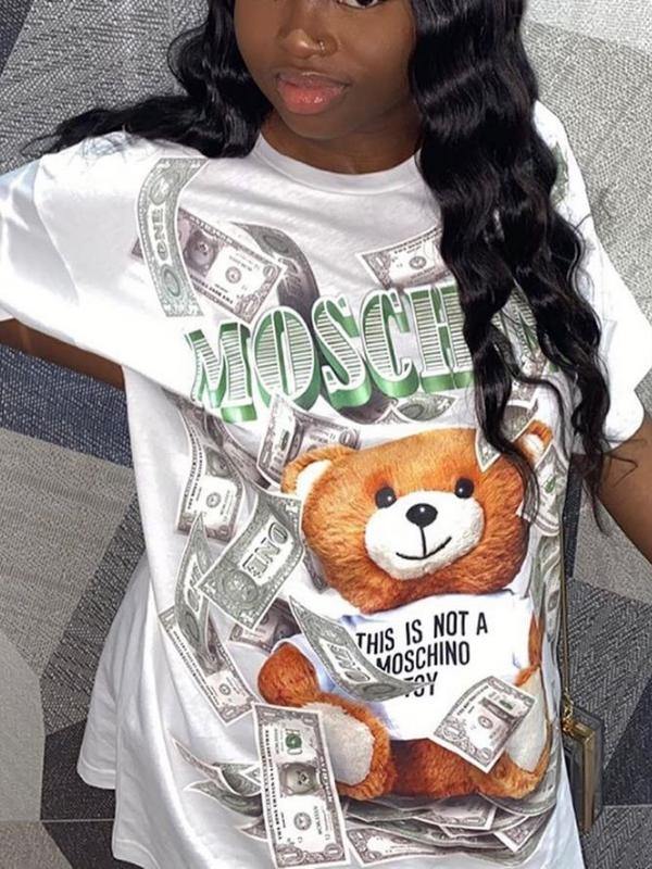 Women Teddy bear Printed T-Shirt - CHALIER