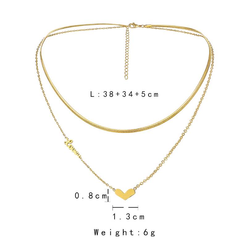 Female Hot Layered Necklaces Women Gold Choker Heart Design Jewelry