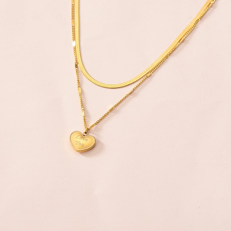 Female Layered Necklaces Women Gold Hot Heart Choker Jewelry
