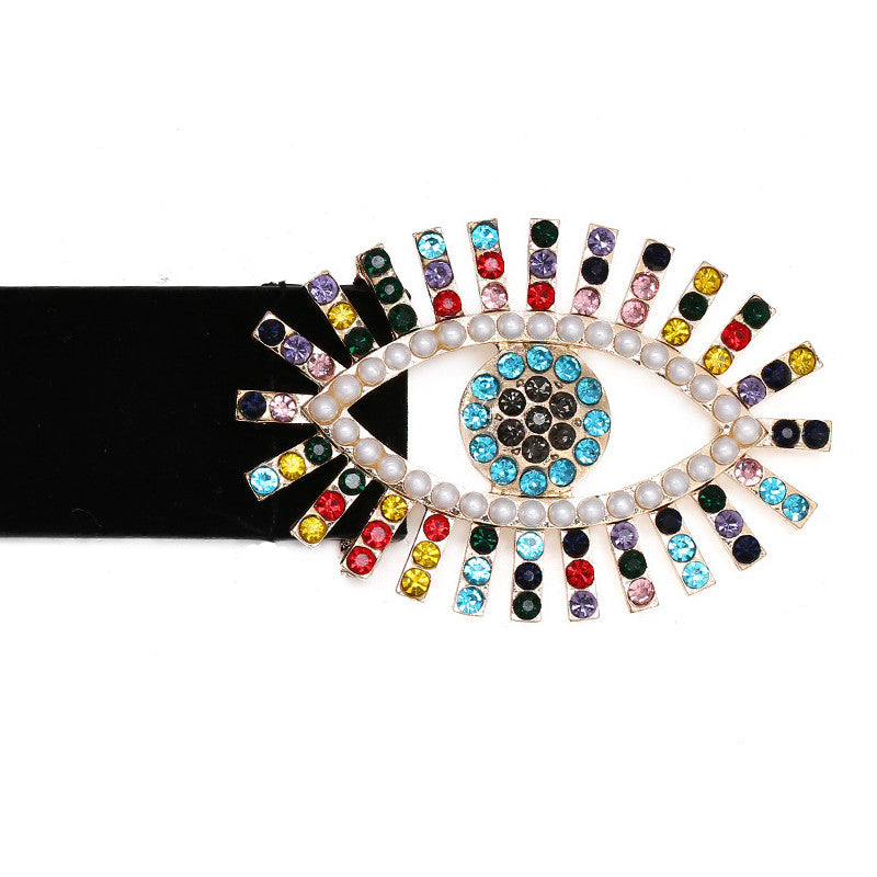 Women Design Dress Belt Fashion Eyes Colorful Metal Belt