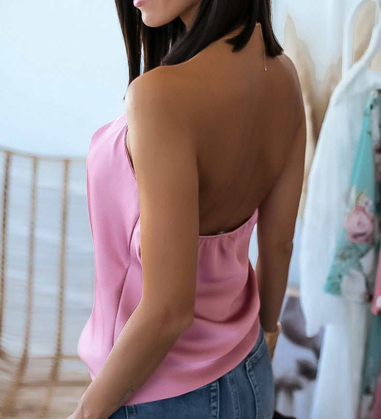 Women's Camisole Solid Colored Backless Halter Neck Tops