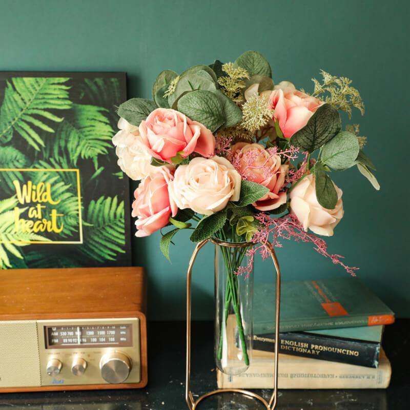 Artificial Flowers Bouquet Vintage Fake Silk Flowers Real looking Home&Wedding Decoration - CHALIER